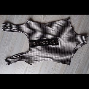 LF black & white striped leotard
